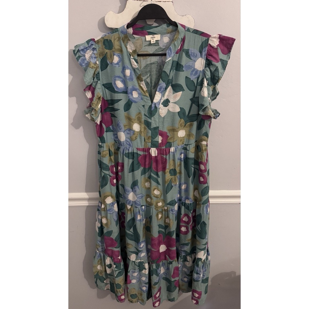 Entro Floral Tiered Midi Dress Size Large